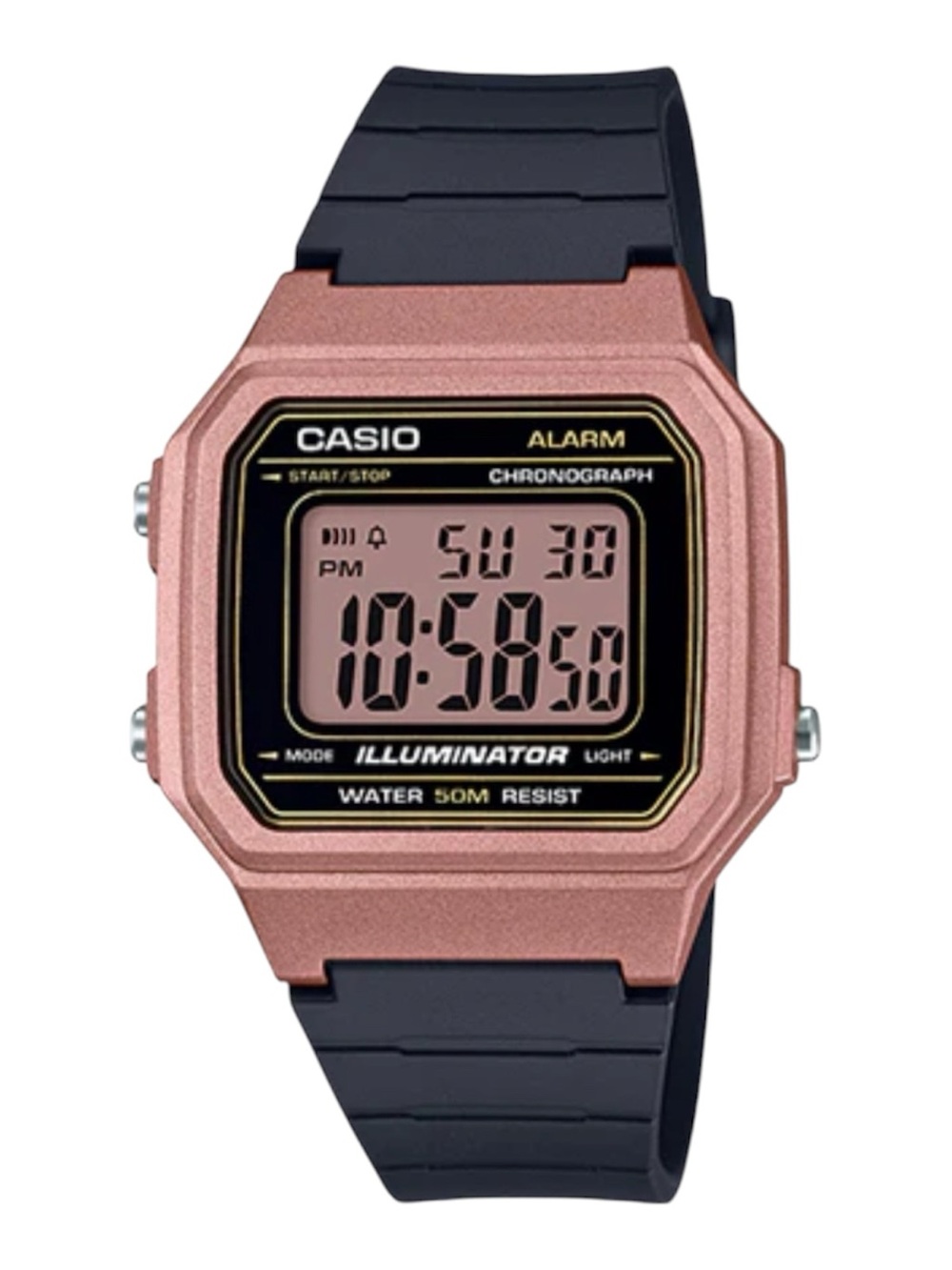 Casio Digital Watch in Rose Gold and Black Resin